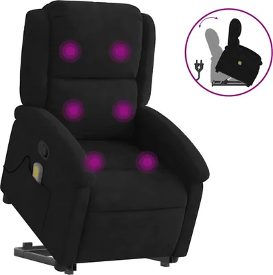Produktbild von vidaXL Massagesessel mit Aufstehhilfe Schwarz Samt