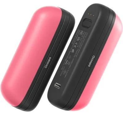 Produktbild von Handwärmer Taschenwärmer Mini 5200mAh Magnetisch Elektrisch 2er Set Wiederverwendbar Schwarz Rosa