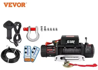 Imagen del producto de Cabrestante eléctrico de 13500 libras - motor de 12V - cable sintético de 24 metros - cabrestante para vehículos todoterreno