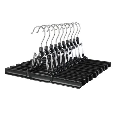 Produktbild von SONGMICS Hosenbügel 10 Stück aus Metall schwarz um 360° drehbarer Haken Hosenspanner Rockbügel Kleiderbügel Klemmbügel Rockspanner CRI07B-10