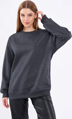 Sweatshirt Damen Oversize Baumwolle Langarmshirt Rot L