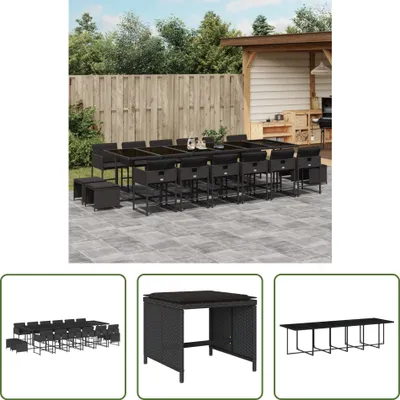 Produktbild von The Living Store 17-tlg. Garten-Essgruppe mit Kissen Schwarz Poly Rattan
