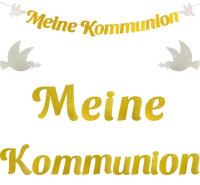 Goldene Glittergirlande "My Communie" für Kommunion, Taufe, Party
