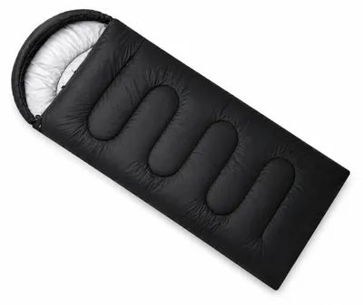 Produktbild von Schlafsack 210 x 75 cm Schwarz mit Kapuze 30 cm Polyester inkl. Transportbeutel