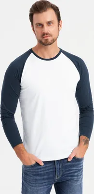 Produktbild von Ombre Clothing Langarm-T-Shirt für Männer Saghar marine-weiß XXL