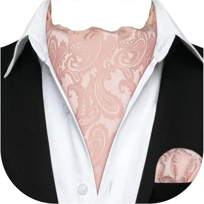 Productafbeelding van Herenset: sjaal en zakdoek, roze, paisley-motief, jacquardweving
