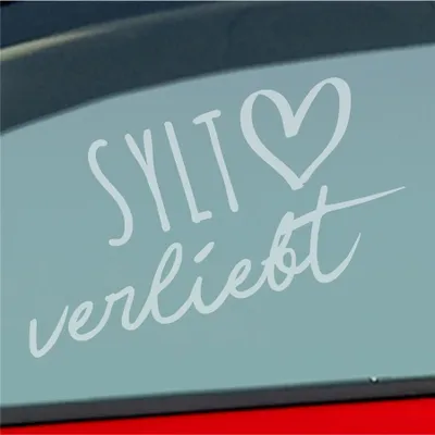Produktbild von Auto Aufkleber Sylt verliebt Herz Insel Nordsee Liebe Car 19x10 cm Milchglas Sticker Heckscheibenaufkleber