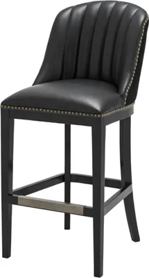 Produktbild von Casa Padrino Barstuhl Schwarz 49,5 x 61 x H. 115 cm - Luxus Barhocker mit Rückenlehne