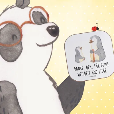 Produktbild von Mr. & Mrs. Panda Untersetzer für Gläser Opa Weisheit und Liebe - Weiß - Geschenk, bedingungslose, gläseruntersetzer, handgefertigt, Aufmerksamkeit, immer da, Danke sagen