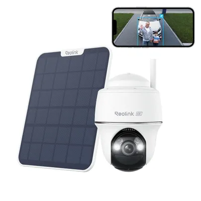 Immagine prodotto di Telecamera di sorveglianza per esterni Reolink 4K 8MP 5/2,4 GHz WiFi a batteria/pannello solare, visione notturna a colori con faretto, rilevamento persone/veicoli/animali, panoramica e inclinazione