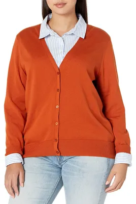 Immagine prodotto di A. Maglia leggera con cardigan da donna, color ruggine, taglia L