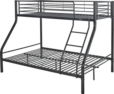 Immagine prodotto di Letto a castello in metallo "Leo" con rete a doghe - 90/140 x 190 cm - nero