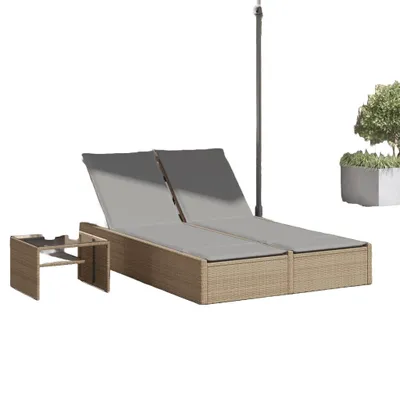 Immagine prodotto di vidaXL Lettino doppio con cuscini Beige in poly rattan