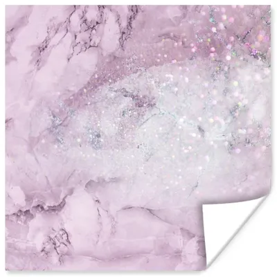 Produktbild von MuchoWow® Poster Marmor - Glitzer - Rosa 50x50 cm - Wohnzimmerdekoration