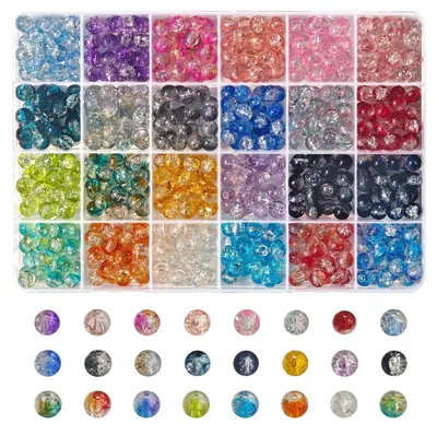 Produktbild von Glasperlen zum Auffädeln 8mm 24 Farben Set für Schmuck Basteln Armbänder Ketten