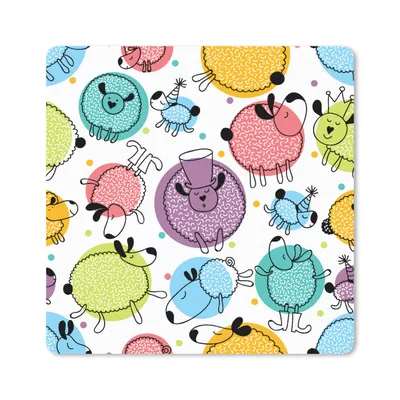 Produktbild von MuchoWow® Mauspad Mousepad Schafe - Punkte - Muster 20x20 cm - Mousepads - Maus Mat - Pad - Mausunterlage - Desk Mat - Bureauartikeln