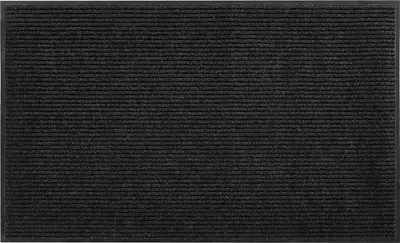 Image de Tapis de porte d'entrée, 2438 x 1219 mm Tapis commercial pour l'intérieur et l'extérieur, tapis industriel rayé élégant avec envers en PVC, tapis d'entrée lavable et résistant pour le couloir, le balcon, le garage, gris