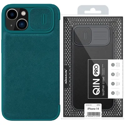 Produktbild von Nillkin Qin Leder Pro Fall Iphone 14 Plus Kamera Hülle Holster Abdeckung Fall Mit Klappe Grün