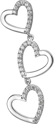 Produktbild von Anhänger 3 Herzen aus 925 Silber mit 35 Zirkonia Silberanhänger Halsschmuck