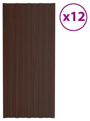 Obrázok produktu pre vidaXL Strešné panely, 12 kusov, hnedé, 100 x 45 cm, pozinkovaná oceľ