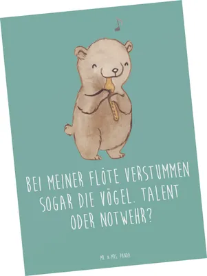 Produktbild von Mr. & Mrs. Panda Postkarte Besondere Flöte - Meeresbrise - Geschenk, Musik, Ansichtskarte, bildkarte, Melodie, Ansichtskarten, Postkarten, Lernen, Windinstrument, Musiker