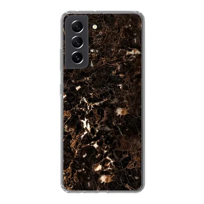 Produktbild von MuchoWow® Handyhülle Schutzhülle Hülle für Samsung Galaxy S21 FE Marmor - Schwarz - Gold Silikon Softcase Handy Hülle - Mobiltelefonhülle