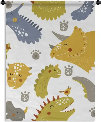 Produktbild von MuchoWow® Wandteppich Wandbehang Dinosaurier - Schnittmuster - Jungen - Dino - Kinder 60x80 cm Tapisserie Dekoration Wandtuch - Decke - Wandtücher - Wohne