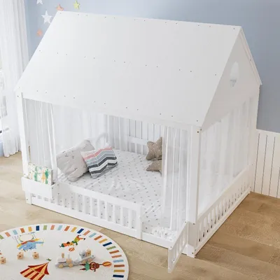 Obrázek produktu pro Rám postele pro dětskou postel, rozměry 140x200 cm, bílá barva, vyrobeno z borovice, MDF a překližky, s lamelovým roštem a malou úložnou přihrádkou, vhodné do dětského pokoje