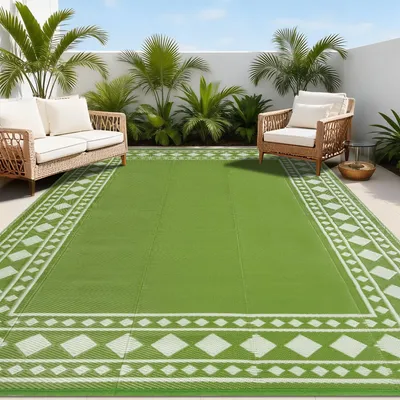 Produktbild von Omgoods – Wetterfestes Outdoor-Teppich, 180 x 270 cm, beidseitig verwendbar und wasserdurchlässig