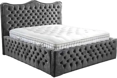 Image de Lit double Chambre à coucher 180сm matelas gris style moderne Chesterfield