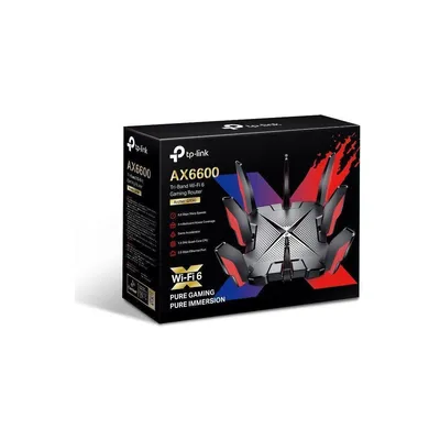 Produktbild von TP-Link ARCHER GX90, Wi-Fi 6 (802.11ax), Tri-Band (2,4 GHz / 5 GHz / 5 GHz), Ethernet/LAN, Schwarz, Tabletop-Router