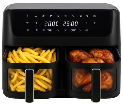 Image de Friteuse à air chaud, double compartiment, puissance de 2700W, modèle européen