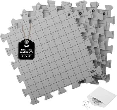 Productafbeelding van Elkaar grijpende blokkeringsmatten - Mr. Pen - 30,5 x 30,5 cm - 4 stuks - Blokkeermatten voor brei- en haakprojecten met 50 T-pinnen