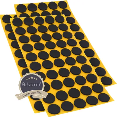 Produktbild von Adsamm® | 150 x Antirutsch Pads aus EPDM / Zellkautschuk / Ø 20 mm / Schwarz / rund / 2.5 mm starke rutschhemmende Pads