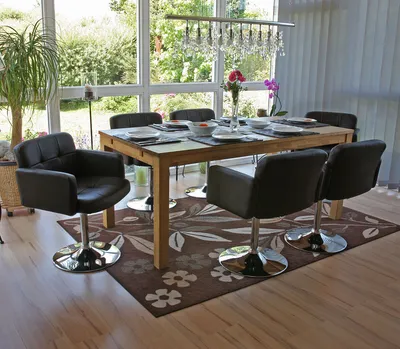 Image de lot de 6 chaises de salle à manger Orlando, chaise de cuisine pivotante chaise, similicuir chrome  MVG ~ marron