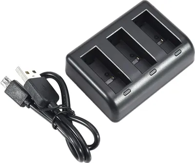 Produktbild von Trade-Shop 3-fach LADEGERÄT für  Hero 9 Hero 10 Black Akkus AHDBT-901 ADBAT-001 mit USB Typ-C Anschluss