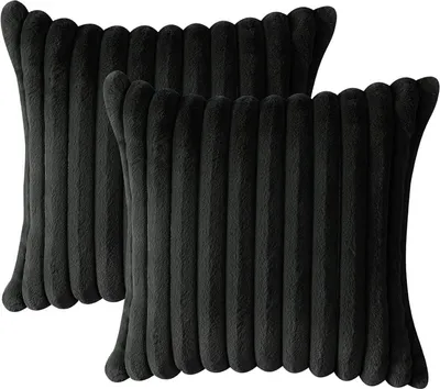 Produktbild von MODFU Kissenbezüge Kissenbezug 2 Stück Kissenhülle Dekokissen Sofakissen Couchkissen, Waschbar Sofakissen Couchkissen Bezug 30x50 cm, Schwarz