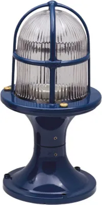 Immagine prodotto di Lampada da piedistallo in vetro di ottone E27 IP54 alta 28 cm blu rotonda luce marittima da giardino