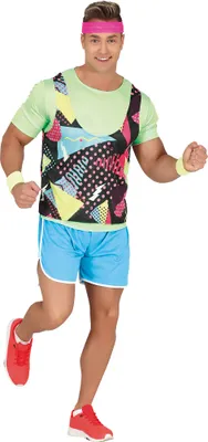 Produktbild von Retro Aerobic 80er Jahre Fitnessanzug Neon Farben Sportoutfit Stirnband Kostüm Schillernd Bunt Karneval Kunterbunt Party Outfit Unterschiedlich, Größe: 54 - 56 (XL) Farbe: Mehrfarbig