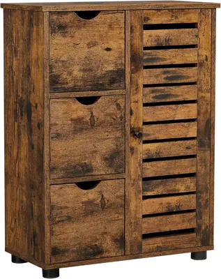 Produktbild von Badezimmerschrank - Kommode mit 3 Schubladen - Spanplatte - Selbstmontage - Braun