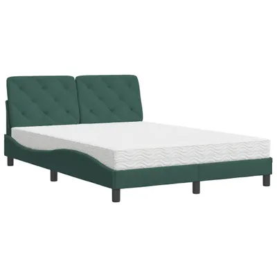 Produktbild von Bett mit Matratze Dunkelgrün 140x190 cm Samt