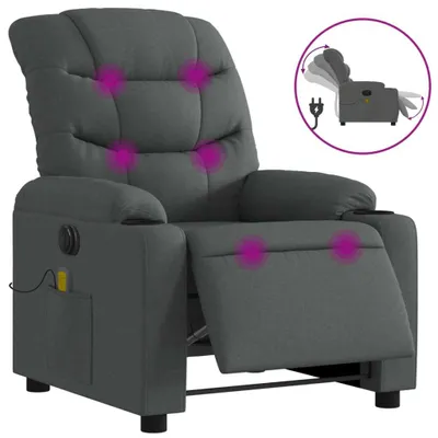 Image de vidaXL Fauteuil de massage électrique Tissu gris foncé