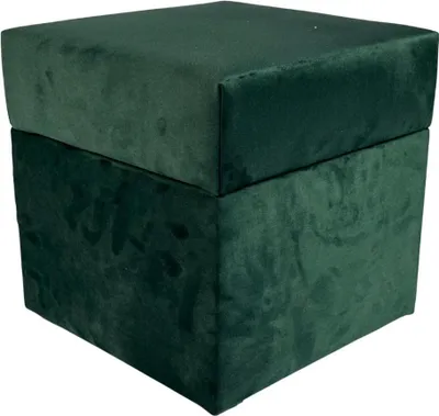 Obrázok produktu pre Velúrová stolička ELEMENT 40x40 cm štvorcová s úložným priestorom - skladacia, ľahko udržiavateľná a nehorľavá čalúnená stolička - fľaškovo zelená