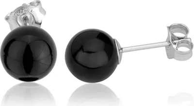 Produktbild von Paar echte Onyx Ohrstecker 925 Sterlingsilber rhodiniert 8mm Ohrringe Damen rund