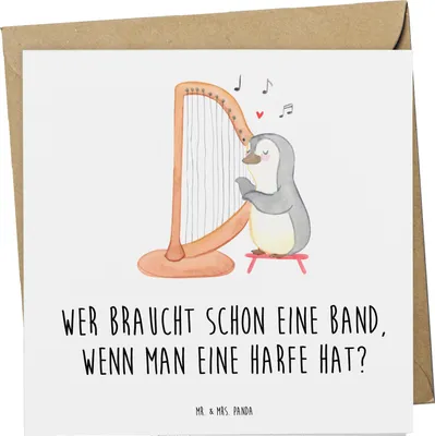 Produktbild von Mr. & Mrs. Panda faltkarte Harfenzauber - Weiß - Geschenk, Musikinstrument, doppelkarte, Musiker, anlasskarte, himmlisch, Musik, Glückwunschkarte, Band, Instrument, Klang