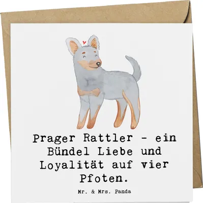 Produktbild von Mr. & Mrs. Panda Grußkarte Prager Rattler - Weiß - Geschenk, verspielte Hunde, Hunderasse, Hunderassen, treuer Begleiter, fröhlicher Charakter, Glückwunschkarte, kleine