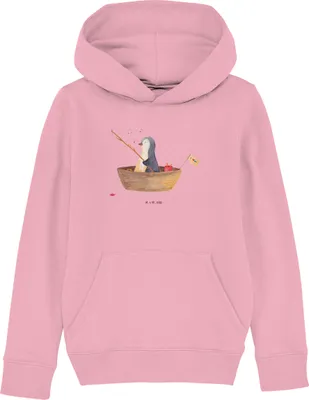 Produktbild von Mr. & Mrs. Panda Kinderpullover Pinguin Angelboot 5-6 Jahre (110/116) - Baumwolle Pink - Geschenk, Trennung, Kapuzenpullover, Kapuzenpulli, Optimistisch, Pinguine, Pulli