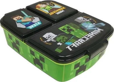 Obrázok produktu pre Detský obedový box s priehradkami - Obedový box pre deti - Bez BPA - Motív Minecraft
