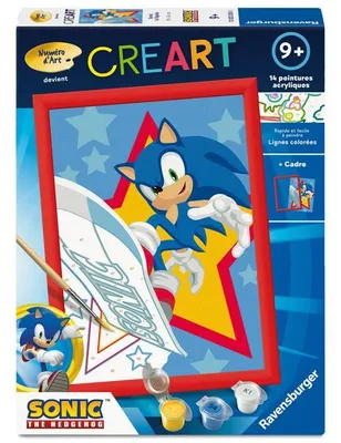 Produktbild von Malen nach Zahlen Set, Ravensburger CreArt Kids Sonic, 18x24cm, Ab 7 Jahren, Inklusive Rahmen