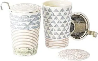 Produktbild von Kräuterteetasse aus Porzellan doppelwandig Montana Design 0,35 l, 3-teiliges Set